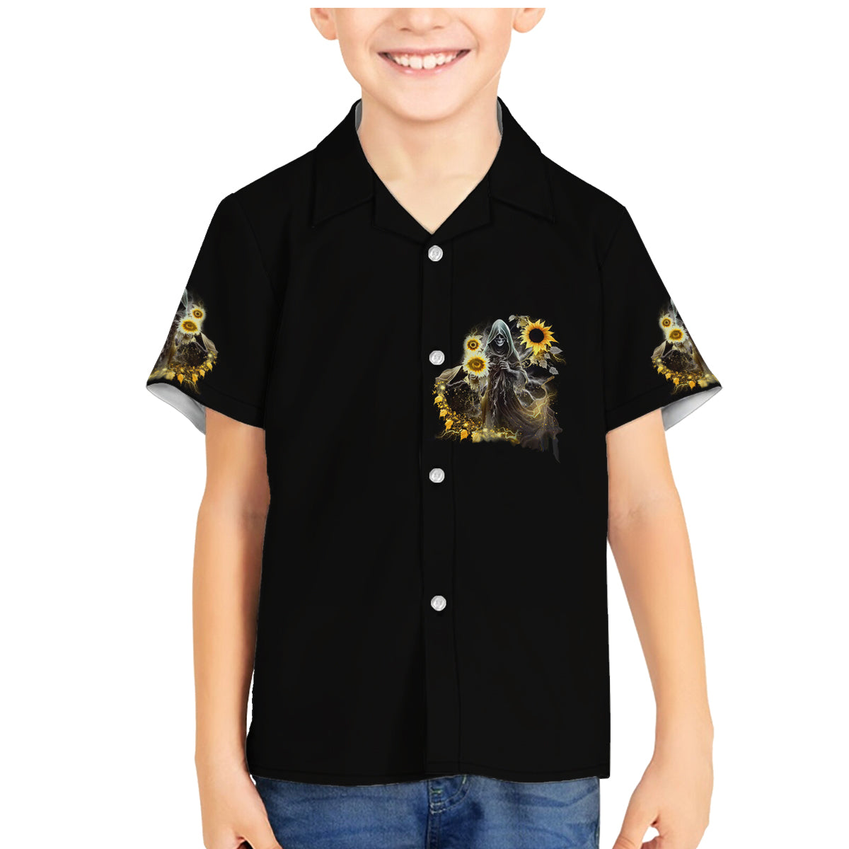 I Am The Storm Reaper Sunflower Roses Wings Family Matching Mermaid Dress and Hawaiian Shirt - Wonder Print Shop