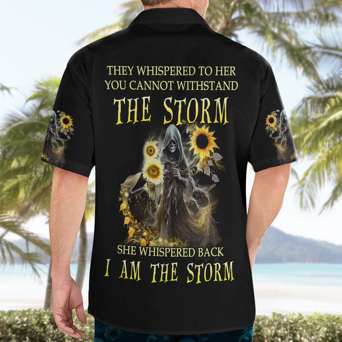 I Am The Storm Reaper Sunflower Roses Wings Hawaiian Shirt - Wonder Print Shop