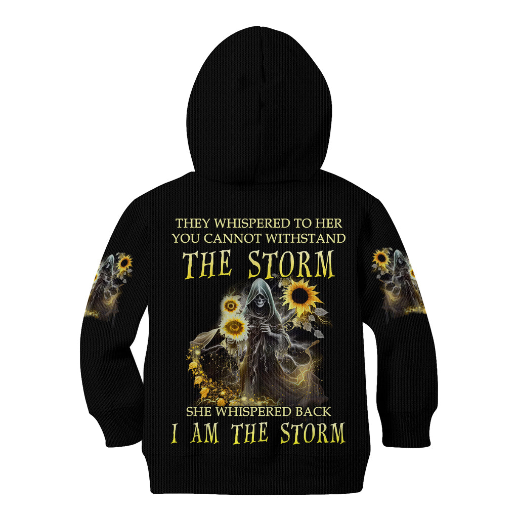 I Am The Storm Reaper Sunflower Roses Wings Kid Hoodie - Wonder Print Shop