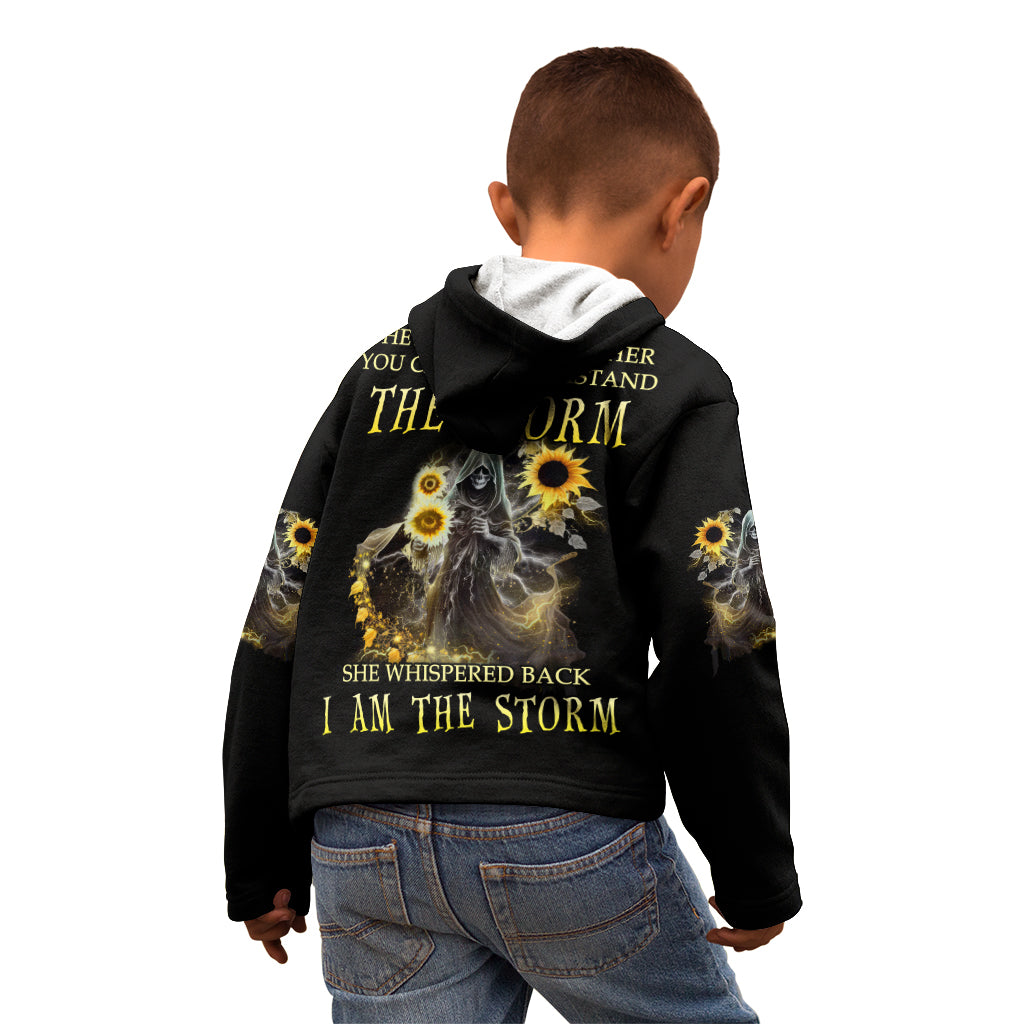 I Am The Storm Reaper Sunflower Roses Wings Kid Hoodie - Wonder Print Shop
