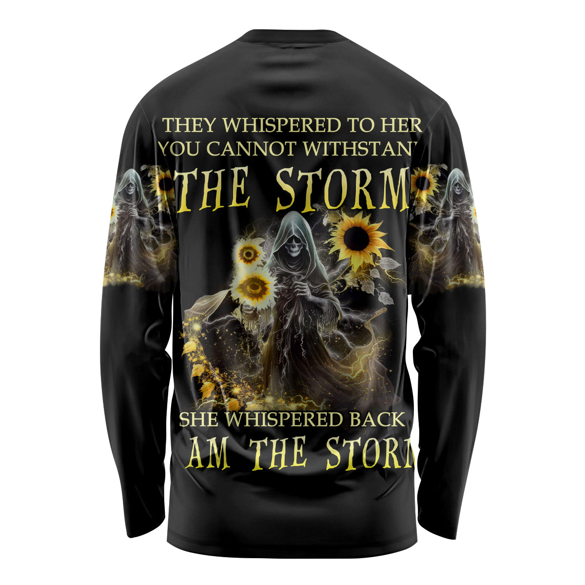 I Am The Storm Reaper Sunflower Roses Wings Long Sleeve Shirt - Wonder Print Shop