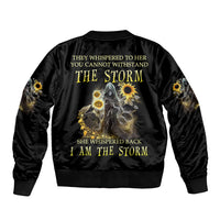 I Am The Storm Reaper Sunflower Roses Wings Sleeve Zip Bomber Jacket - Wonder Print Shop