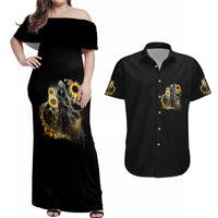 I Am The Storm Reaper Sunflower Roses Wings Couples Matching Off Shoulder Maxi Dress and Hawaiian Shirt - Wonder Print Shop