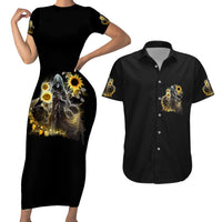 I Am The Storm Reaper Sunflower Roses Wings Couples Matching Short Sleeve Bodycon Dress and Hawaiian Shirt - Wonder Print Shop
