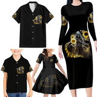 I Am The Storm Reaper Sunflower Roses Wings Family Matching Long Sleeve Bodycon Dress and Hawaiian Shirt - Wonder Print Shop
