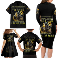 I Am The Storm Reaper Sunflower Roses Wings Family Matching Long Sleeve Bodycon Dress and Hawaiian Shirt - Wonder Print Shop