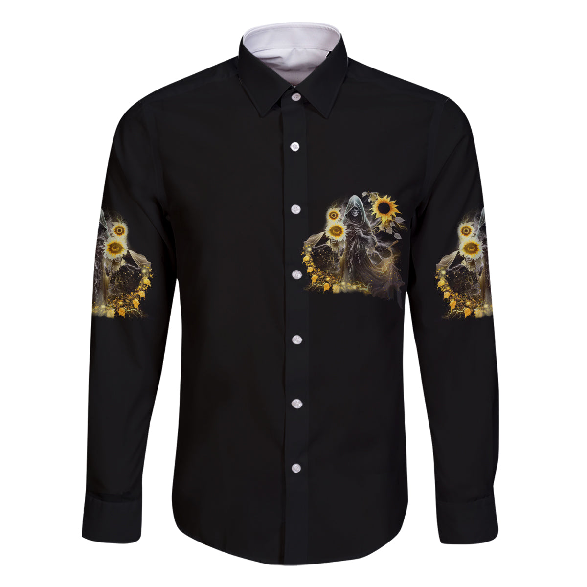 I Am The Storm Reaper Sunflower Roses Wings Family Matching Mermaid Dress and Hawaiian Shirt - Wonder Print Shop