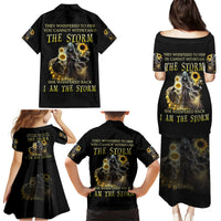 I Am The Storm Reaper Sunflower Roses Wings Family Matching Puletasi Dress and Hawaiian Shirt - Wonder Print Shop