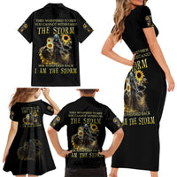 I Am The Storm Reaper Sunflower Roses Wings Family Matching Short Sleeve Bodycon Dress and Hawaiian Shirt - Wonder Print Shop