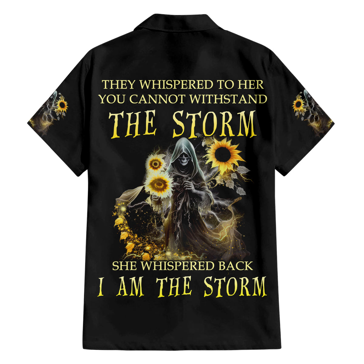 I Am The Storm Reaper Sunflower Roses Wings Family Matching Short Sleeve Bodycon Dress and Hawaiian Shirt - Wonder Print Shop