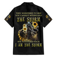 I Am The Storm Reaper Sunflower Roses Wings Family Matching Short Sleeve Bodycon Dress and Hawaiian Shirt - Wonder Print Shop