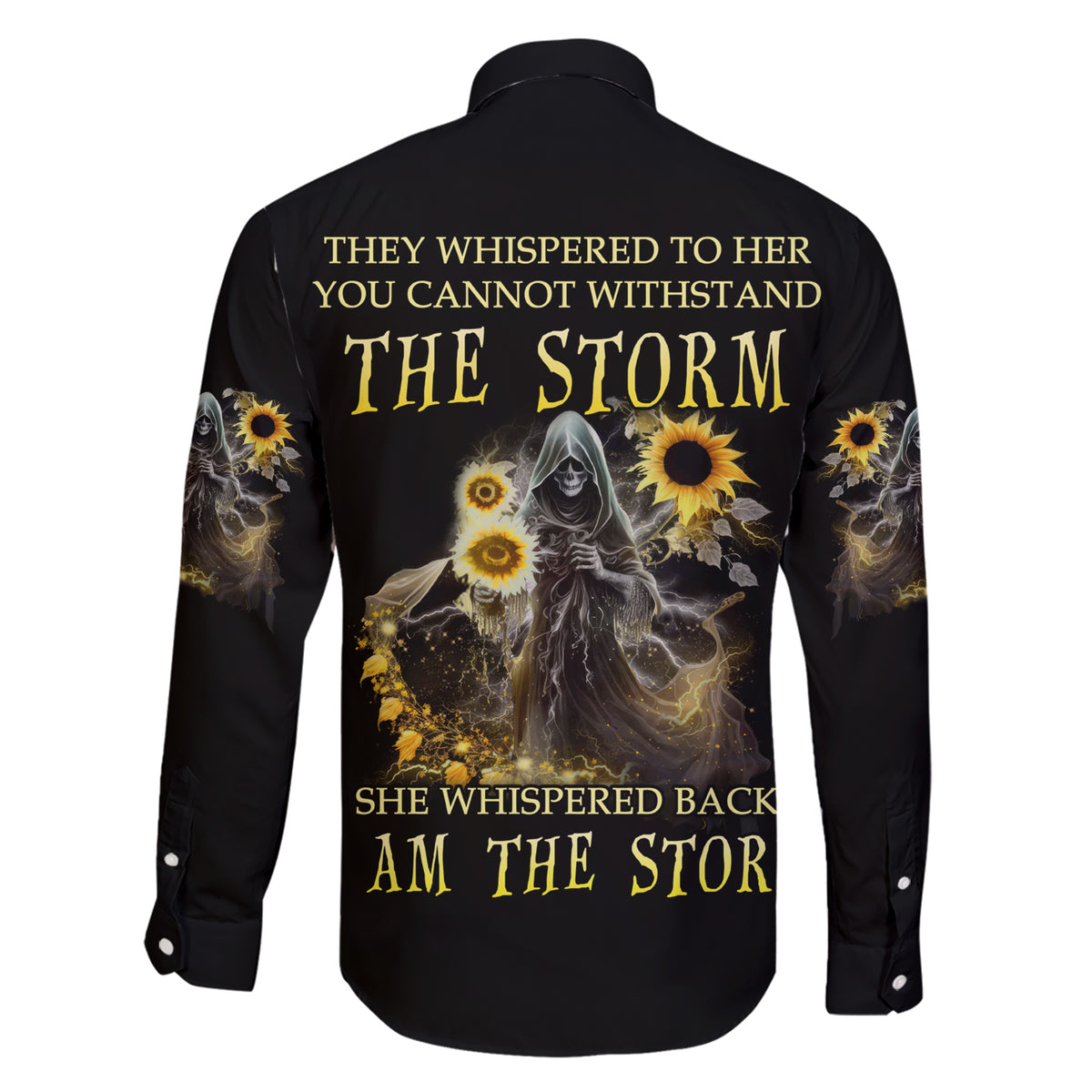 I Am The Storm Reaper Sunflower Roses Wings Family Matching Short Sleeve Bodycon Dress and Hawaiian Shirt - Wonder Print Shop