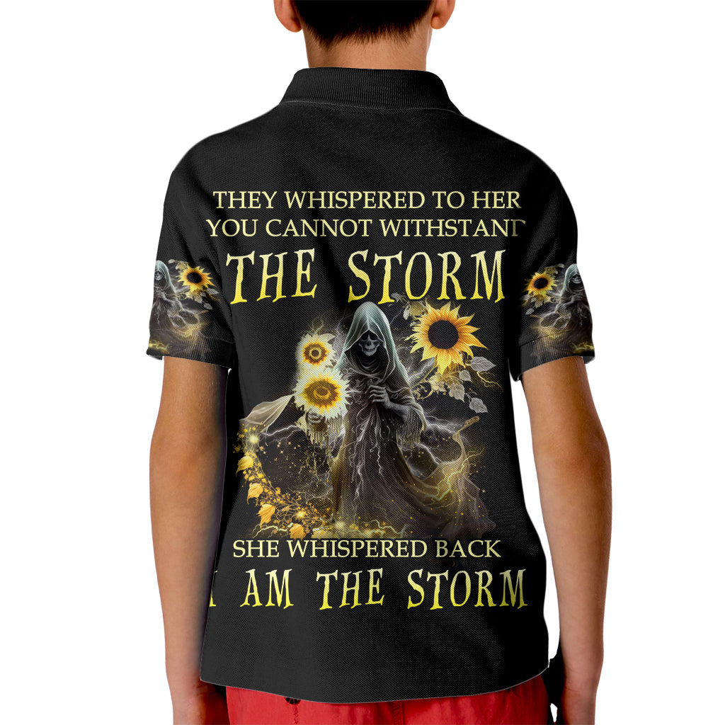 I Am The Storm Reaper Sunflower Roses Wings Kid Polo Shirt - Wonder Print Shop