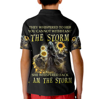 I Am The Storm Reaper Sunflower Roses Wings Kid Polo Shirt - Wonder Print Shop