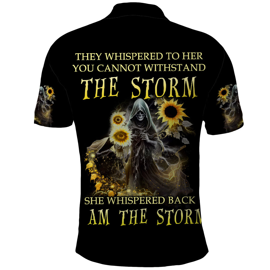 I Am The Storm Reaper Sunflower Roses Wings Polo Shirt - Wonder Print Shop