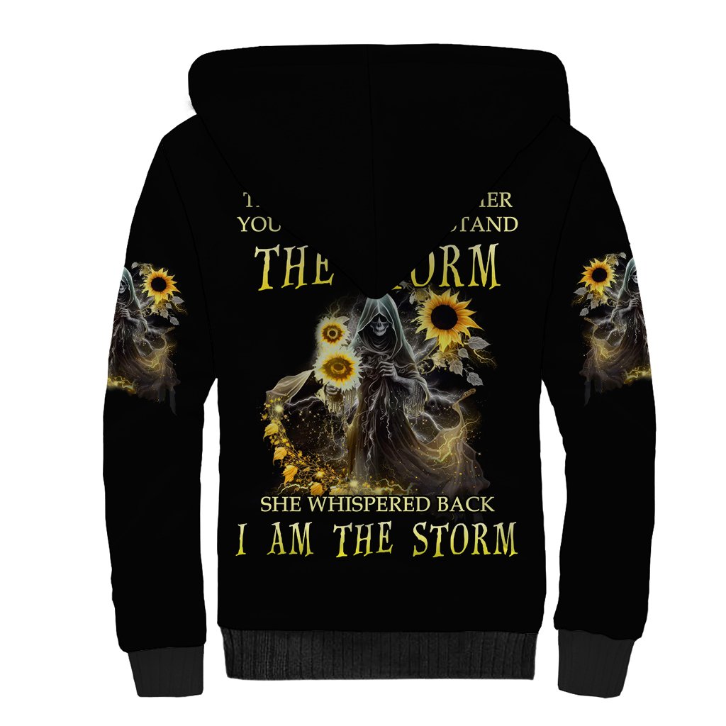 I Am The Storm Reaper Sunflower Roses Wings Sherpa Hoodie - Wonder Print Shop