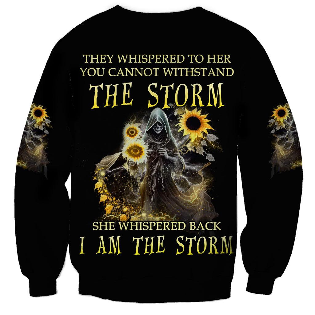 I Am The Storm Reaper Sunflower Roses Wings Sweatshirt - Wonder Print Shop