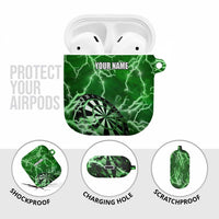 Personalized Darts Lightning Green Storm AirPods Case with Electric Energy Pattern and Dartboard Graphics - Wonder Print Shop
