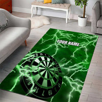 Personalized Darts Lightning Green Storm Area Rug with Electric Energy Pattern and Dartboard Graphics - Wonder Print Shop