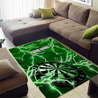 Personalized Darts Lightning Green Storm Area Rug with Electric Energy Pattern and Dartboard Graphics - Wonder Print Shop