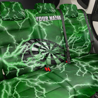 Personalized Darts Lightning Green Storm Back Car Seat Cover with Electric Energy Pattern and Dartboard Graphics - Wonder Print Shop