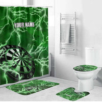 Personalized Darts Lightning Green Storm Bathroom Set with Electric Energy Pattern and Dartboard Graphics - Wonder Print Shop