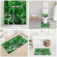 Personalized Darts Lightning Green Storm Bathroom Set with Electric Energy Pattern and Dartboard Graphics - Wonder Print Shop
