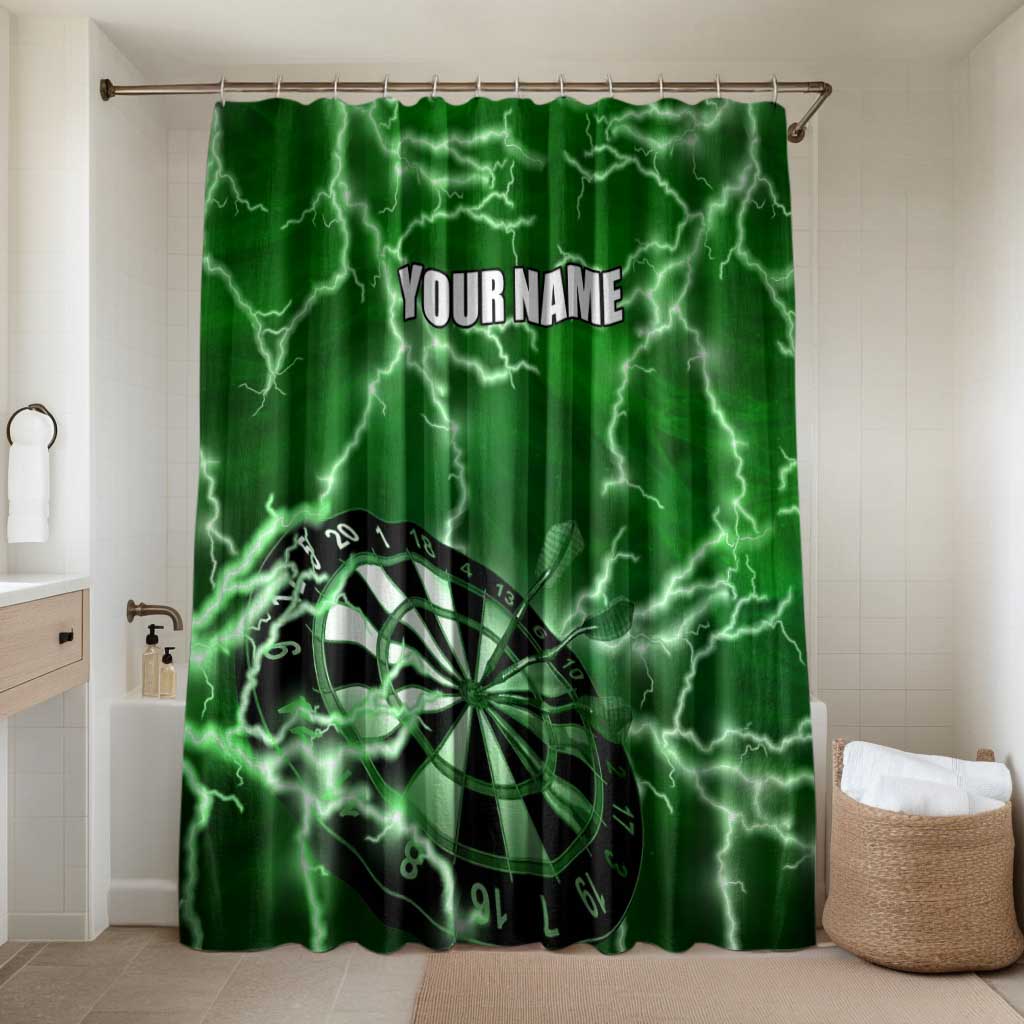 Personalized Darts Lightning Green Storm Bathroom Set with Electric Energy Pattern and Dartboard Graphics - Wonder Print Shop