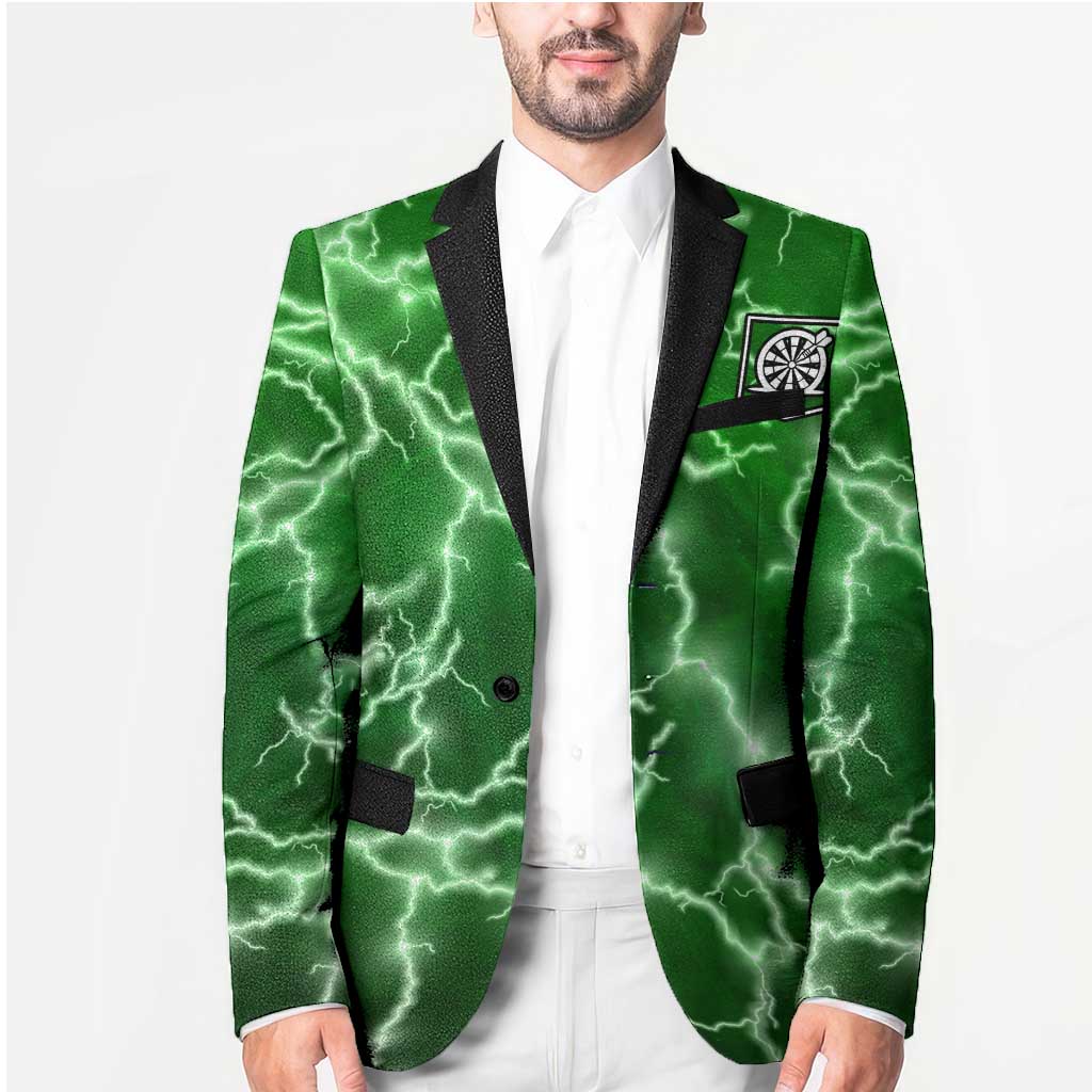 Personalized Darts Lightning Green Storm Blazer with Electric Energy Pattern and Dartboard Graphics - Wonder Print Shop