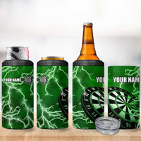 Personalized Darts Lightning Green Storm 4 in 1 Can Cooler Tumbler with Electric Energy Pattern and Dartboard Graphics - Wonder Print Shop