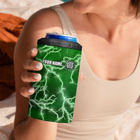 Personalized Darts Lightning Green Storm 4 in 1 Can Cooler Tumbler with Electric Energy Pattern and Dartboard Graphics - Wonder Print Shop