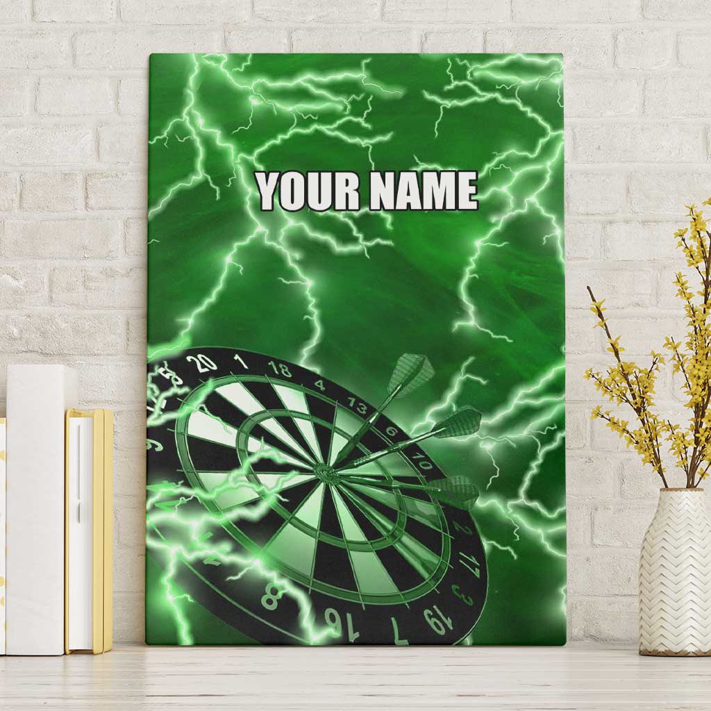 Personalized Darts Lightning Green Storm Canvas Wall Art with Electric Energy Pattern and Dartboard Graphics - Wonder Print Shop