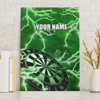 Personalized Darts Lightning Green Storm Canvas Wall Art with Electric Energy Pattern and Dartboard Graphics - Wonder Print Shop