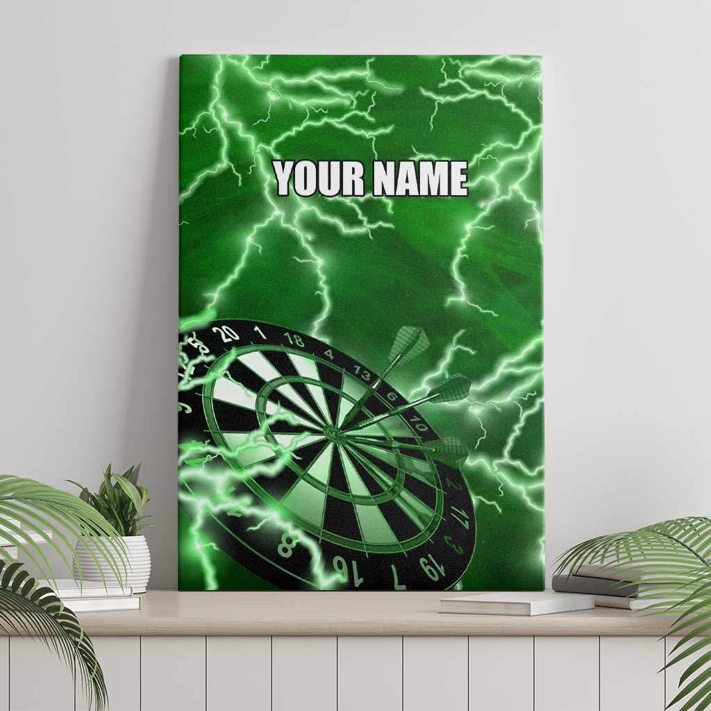 Personalized Darts Lightning Green Storm Canvas Wall Art with Electric Energy Pattern and Dartboard Graphics - Wonder Print Shop