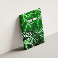 Personalized Darts Lightning Green Storm Canvas Wall Art with Electric Energy Pattern and Dartboard Graphics - Wonder Print Shop