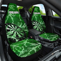 Personalized Darts Lightning Green Storm Car Seat Cover with Electric Energy Pattern and Dartboard Graphics - Wonder Print Shop