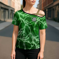 Personalized Darts Lightning Green Storm Cross Shoulder Shirt with Electric Energy Pattern and Dartboard Graphics - Wonder Print Shop