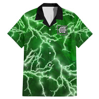 Personalized Darts Lightning Green Storm Family Matching Mermaid Dress and Hawaiian Shirt with Electric Energy Pattern and Dartboard Graphics - Wonder Print Shop