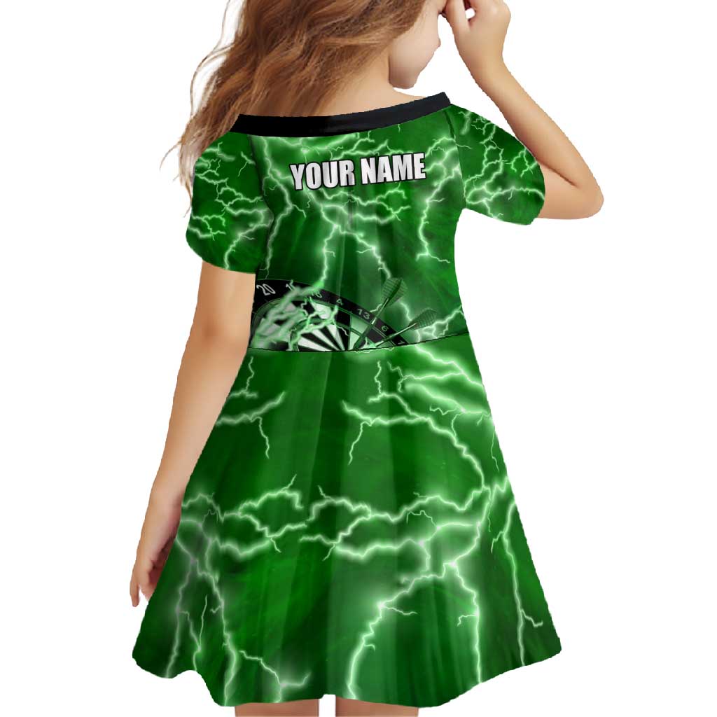 Personalized Darts Lightning Green Storm Family Matching Tank Maxi Dress and Hawaiian Shirt with Electric Energy Pattern and Dartboard Graphics - Wonder Print Shop