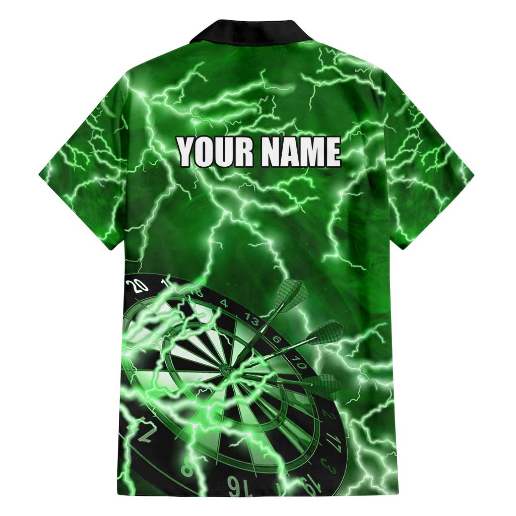 Personalized Darts Lightning Green Storm Family Matching Tank Maxi Dress and Hawaiian Shirt with Electric Energy Pattern and Dartboard Graphics - Wonder Print Shop
