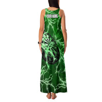 Personalized Darts Lightning Green Storm Family Matching Tank Maxi Dress and Hawaiian Shirt with Electric Energy Pattern and Dartboard Graphics - Wonder Print Shop