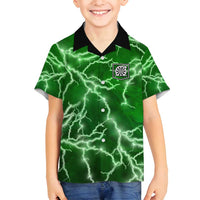 Personalized Darts Lightning Green Storm Family Matching Tank Maxi Dress and Hawaiian Shirt with Electric Energy Pattern and Dartboard Graphics - Wonder Print Shop