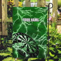 Personalized Darts Lightning Green Storm Garden Flag with Electric Energy Pattern and Dartboard Graphics - Wonder Print Shop