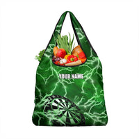 Personalized Darts Lightning Green Storm Grocery Bag with Electric Energy Pattern and Dartboard Graphics - Wonder Print Shop