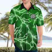Personalized Darts Lightning Green Storm Hawaiian Shirt with Electric Energy Pattern and Dartboard Graphics - Wonder Print Shop