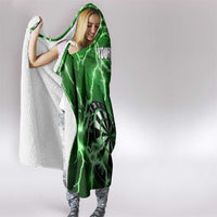 Personalized Darts Lightning Green Storm Hooded Blanket with Electric Energy Pattern and Dartboard Graphics - Wonder Print Shop