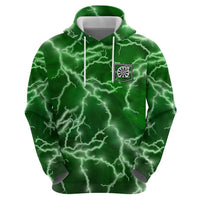 Personalized Darts Lightning Green Storm Hoodie with Electric Energy Pattern and Dartboard Graphics - Wonder Print Shop