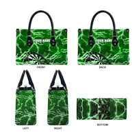 Personalized Darts Lightning Green Storm Leather Bag with Electric Energy Pattern and Dartboard Graphics - Wonder Print Shop