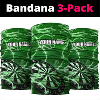 Personalized Darts Lightning Green Storm Neck Gaiter with Electric Energy Pattern and Dartboard Graphics - Wonder Print Shop
