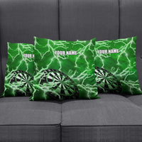 Personalized Darts Lightning Green Storm Pillow Cover with Electric Energy Pattern and Dartboard Graphics - Wonder Print Shop